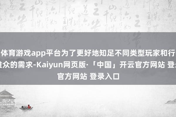 体育游戏app平台为了更好地知足不同类型玩家和行业不雅众的需求-Kaiyun网页版·「中国」开云官方网站 登录入口