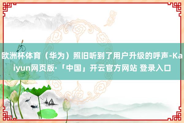 欧洲杯体育（华为）照旧听到了用户升级的呼声-Kaiyun网页版·「中国」开云官方网站 登录入口